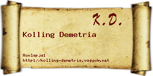 Kolling Demetria névjegykártya
